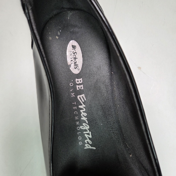 Dr. Scholl's Black Suede Patent Leather Slip On Flat Wedge Women's 9.5 Shoe B1 - Picture 5 of 7